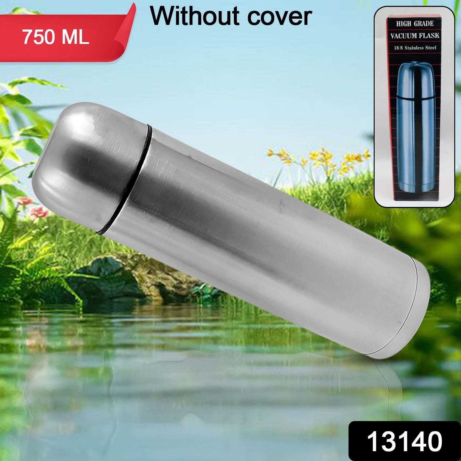 Vacuum Flask Without Cover, 18/8 Stainless Steel | Hot and Cold Water Bottle with Push-Down Lid | Double Walled Stainless Steel Bottle for Travel, Home, Office, School, Picnic (750 ML / Without Cover) Vacuum Flask Without Cover, 18/8 Stainless Steel | Hot and Cold Water Bottle with Push-Down Lid | Double Walled Stainless Steel Bottle for Travel, Home, Office, School, Picnic (750 ML / Without Cover)